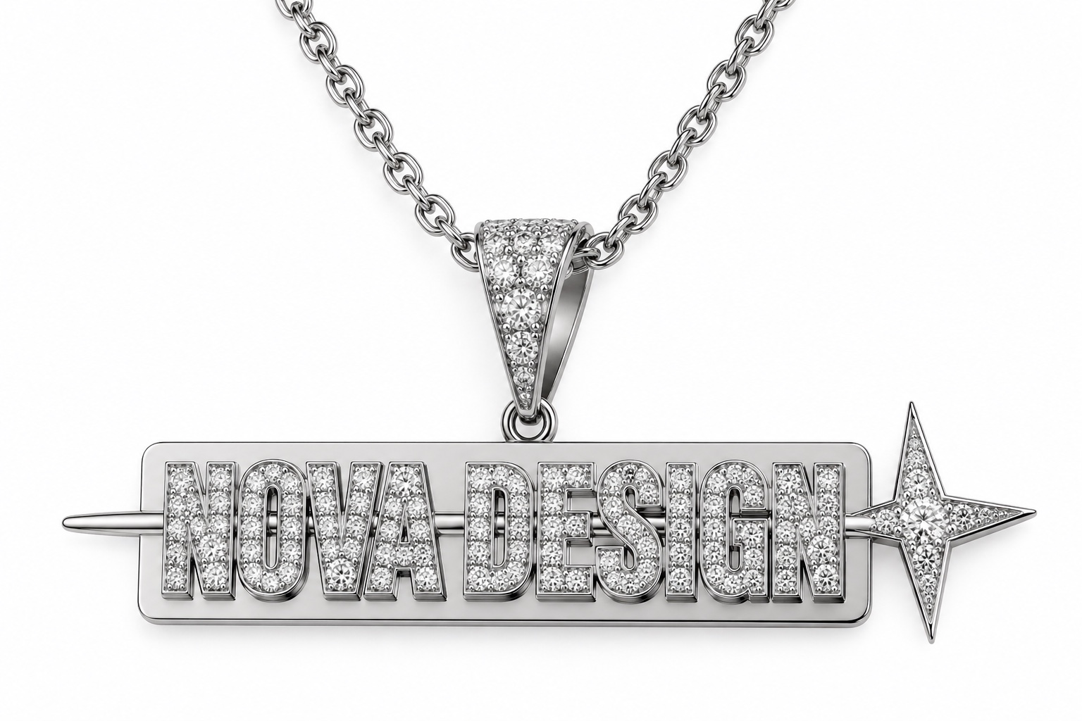 Collar y dije NOVA DESIGN de plata 925 con estrella y zirconias